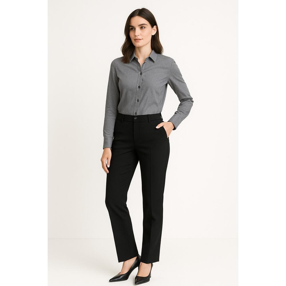 Theory Women’s Black Classic Wool Blend  Straight Leg Dress Pants Size 8